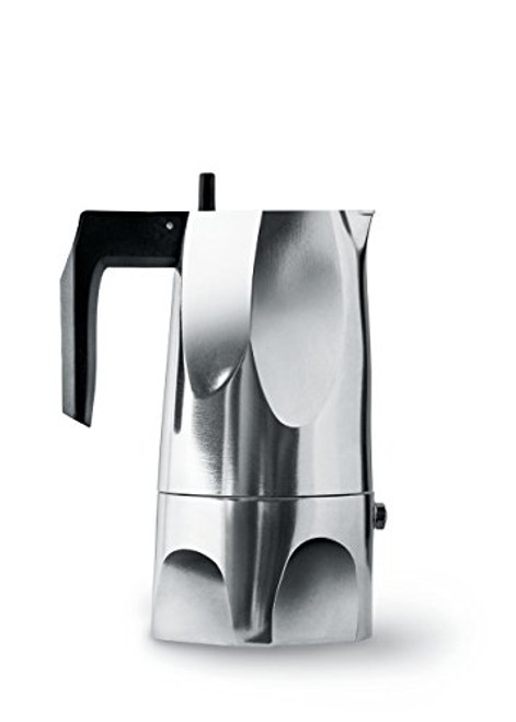 Alessi MT18/3"Ossidiana" Stove Top Espresso 3 Cup Coffee Maker in Aluminium Casting Handle And Knob in Thermoplastic Resin, Black