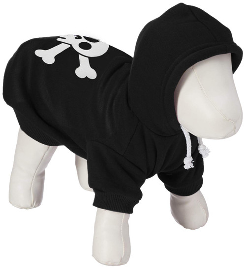 Mirage Pet Products Skull Crossbones Screen Print Pet Hoodies, Size 16, Black
