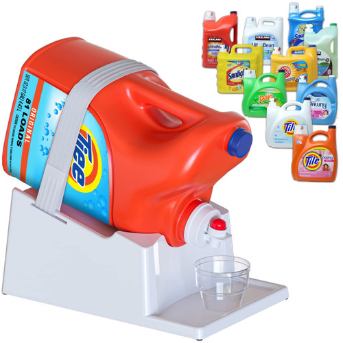 XPACK Laundry Detergent Holder Organizer and Drip Tray for Laundry Room Organization - Soap Cup Storage Tray for Liquid Laundry Detergent Containers - Laundry Detergent Dispenser Pedestal (White, 1)