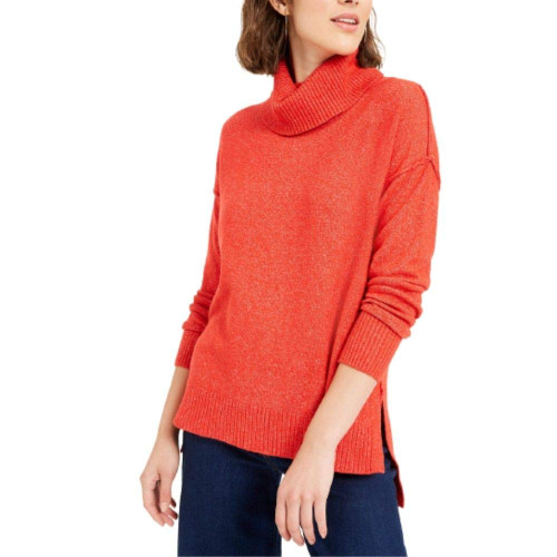 bar III Womens Turtleneck Hi-Low Pullover Sweater Red XL