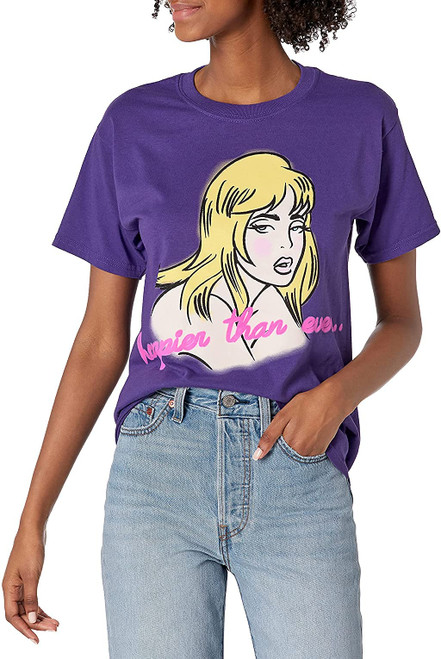 Billie Eilish Exclusive Official Au Revoir Happier Than Ever T-Shirt Purple,Medium