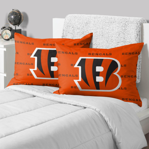 FOCO Cincinnati Bengals NFL Team Color Big Logo Standard 2 Pack Pillowcases