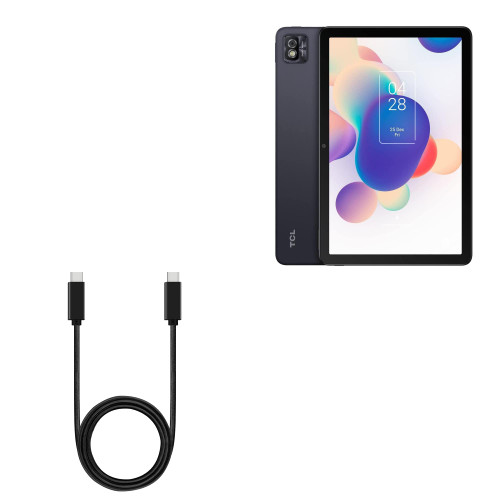 BoxWave Cable Compatible with TCL TAB 10s 9081X1-2CAZUS11 (10.1 in) - DirectSync PD Cable (3ft) - USB-C to USB-C (100W), Type C Braided 3ft Charge and Sync Cable - Jet Black