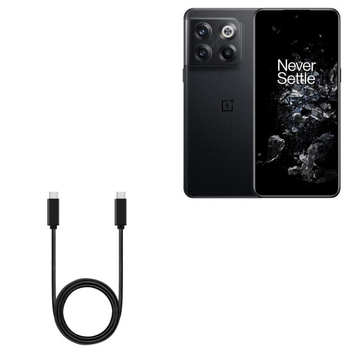 BoxWave Cable Compatible with OnePlus 10T 5G - DirectSync PD Cable (3ft) - USB-C to USB-C (100W), Type C Braided 3ft Charge and Sync Cable - Jet Black