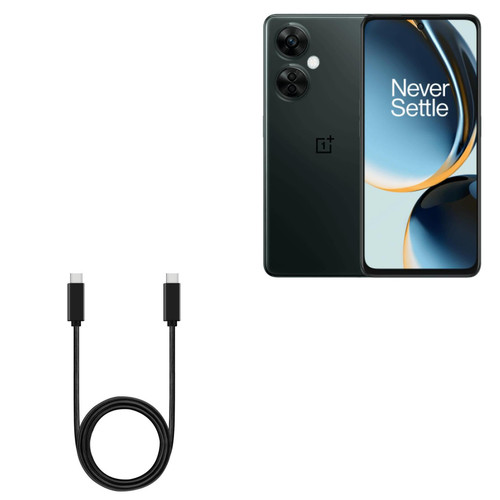 BoxWave Cable Compatible with OnePlus Nord N30 5G - DirectSync PD Cable (3ft) - USB-C to USB-C (100W), Type C Braided 3ft Charge and Sync Cable - Jet Black