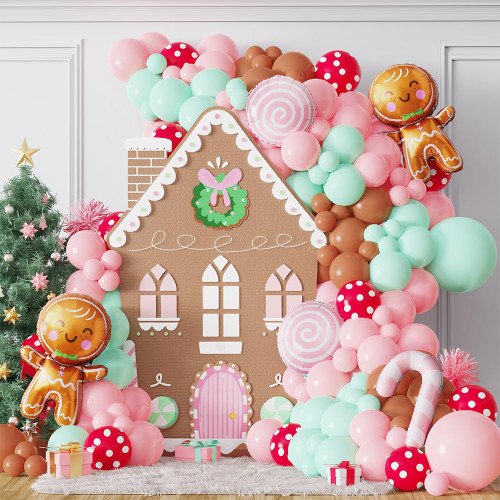 Christmas Balloon Arch Garland Kit Gingerbread Man Xmas 139PCS Pastel Pink Green Balloons with Candy Cane Sweet Lollipop Foil Balloon for Christmas New Year Holiday Birthday Party Decorations Christmas Balloon Arch Garland Kit Gingerbread Man Xmas 139PCS Pastel Pink Green Balloons with Candy Cane Sweet Lollipop Foil Balloon for Christmas New Year Holiday Birthday Party Decorations