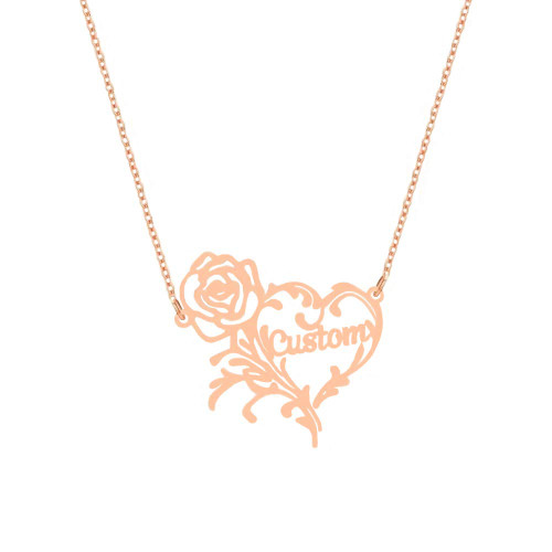 NOUMANDA Stainless Steel Rose Flower Heart Pendant Necklace Fashion Custom Name Gold Chain Choker (rose gold) NOUMANDA Stainless Steel Rose Flower Heart Pendant Necklace Fashion Custom Name Gold Chain Choker (rose gold)