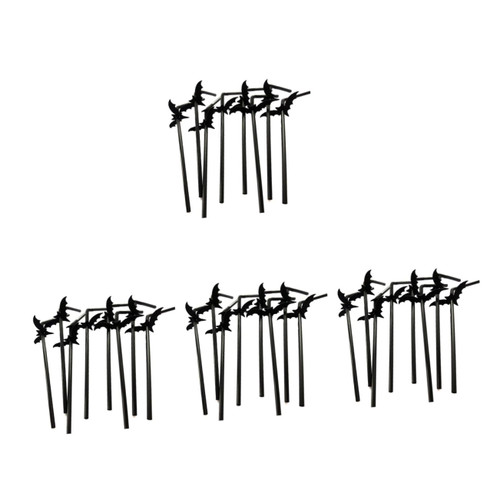 BESTOYARD 200 Sets flexible plastic straw halloween straws straw dispenser birthday party drink straws black table decor halloween party plastic straw drinking bendy paper straws Disposable