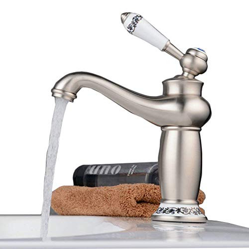 Beelee BL6045N 7.08" Single Handle Bathroom Sink Faucet Lavatory Faucet Basin Vanity Sink Faucet Contemporary One Hole Deck Amount, Nickel Brushed