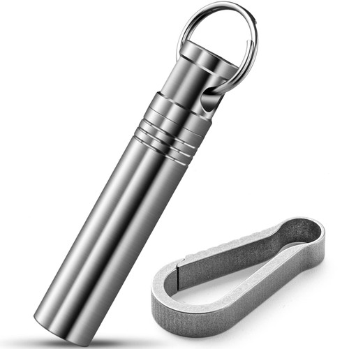 TISUR Portable Pill Cases, Metal Titanium Pill Holder Pocket Pill Box Keychain Waterproof Pill Bottle Medicine Organizer Case Container for Travel Purse Outdoor Camping