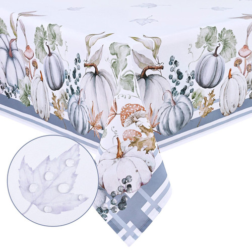 VERTKREA Thanksgiving Table Cloth,Fall Autumn Watercolor Pumpkins Tablecloth, Waterproof Table Cloth for Thanksgiving Fall Havest Dining Room Kitchen Decor,Rectangle 60x120 Inch, Blue