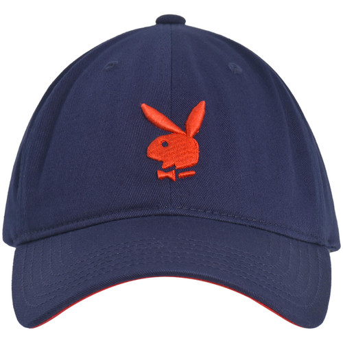 Playboy Dad Hat, Cotton Twill Adjustable Baseball Cap with Curved Brim, Navy Blue, One Size