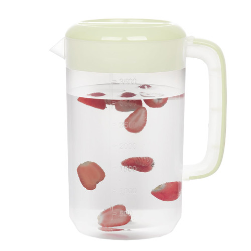 RAMFIYN Clear Pitcher with Lid 1 Gallon, Large Plastic Ice Tea Pitcher for Fridge, Juice Pitcher Water Pitcher, Sun Tea Jug, Gallon Pitcher with Lid and Spout - Clear (green)