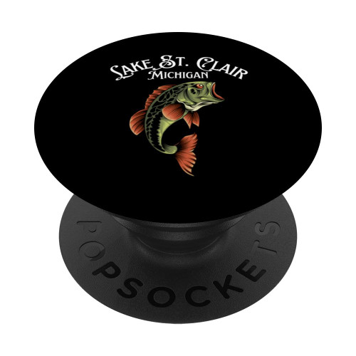 Lake St. Clair Michigan Bass Fishing Bass Fish Fishermen PopSockets Standard PopGrip