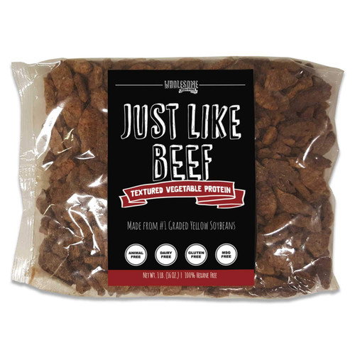 Wholesome Provisions Textured Vegetable Protein, Vegan Meat Substitute, 100% Hexane Free, Made with #1 Graded Yellow Soybeans, Made in US, Gluten Free, Just Like Beef, Unflavored (1 Package)
