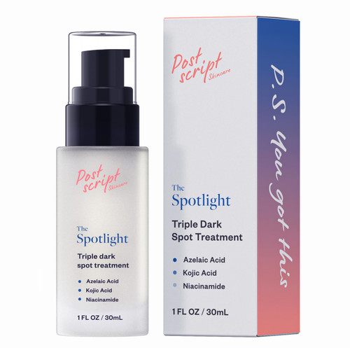 Postscript - The Spotlight - Triple Dark Spot Treatment - 8% Azelaic Acid, Kojic Acid, Niacinamide - Corrector Face Serum for Discoloration, Scars, Blemishes, Melasma and Hyperpigmentation - 1 Fl Oz
