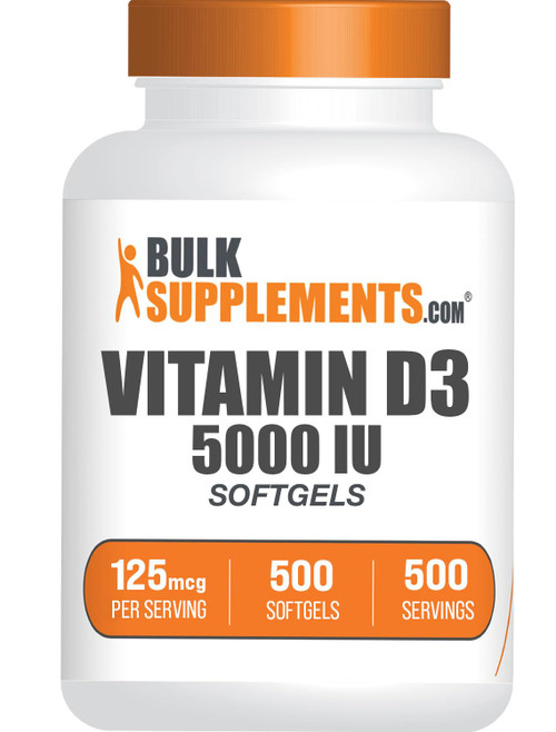 BULKSUPPLEMENTS.COM Vitamin D3 5000IU Softgels - Cholecalciferol, D3 Supplement, Vitamin D 5000 IU - 1 Vitamin D3 Softgel (125mcg of Vitamin D) per Serving - 500-Day Supply, 500 Softgels BULKSUPPLEMENTS.COM Vitamin D3 5000IU Softgels - Cholecalciferol, D3 Supplement, Vitamin D 5000 IU - 1 Vitamin D3 Softgel (125mcg of Vitamin D) per Serving - 500-Day Supply, 500 Softgels