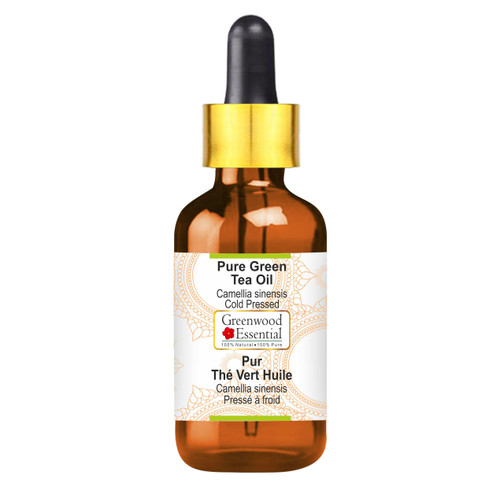 Greenwood Essential Pure Green Tea Oil (Camellia sinensis) with Glass Dropper Cold Pressed (No-Fragrance) 30ml (1 oz)