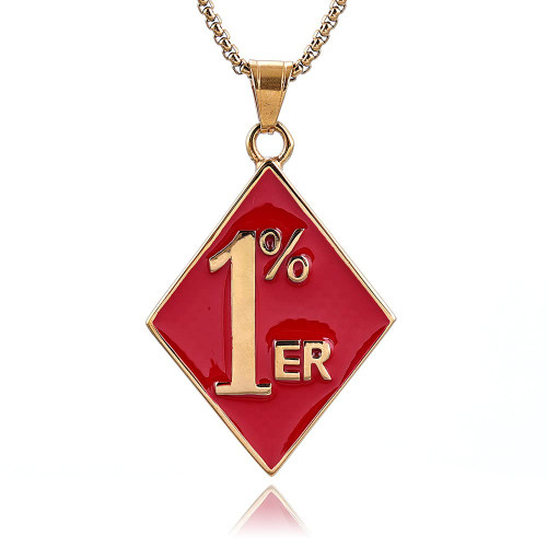 pickyegg.com Mens Stainless Steel 1% er One Percent Outlaw Motorcycle Biker Pendant Necklace