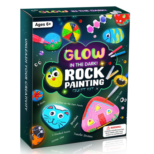 Kids Rock Painting Kit, Arts & Crafts Gifts for Girls and Boys Ages 4-12, Glow in The Dark Kids Activities Kits, Creative Art Paint Gifts Toys for Age 4, 5, 6, 7, 8, 9, 10, 11 & 12 Kids Rock Painting Kit, Arts & Crafts Gifts for Girls and Boys Ages 4-12, Glow in The Dark Kids Activities Kits, Creative Art Paint Gifts Toys for Age 4, 5, 6, 7, 8, 9, 10, 11 & 12