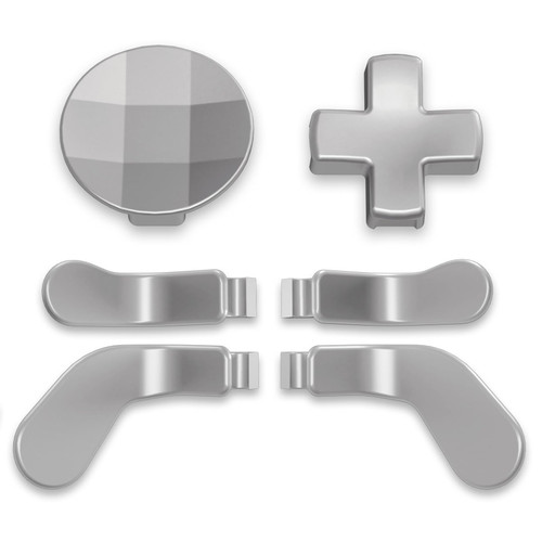 eXtremeRate 6 in 1 Metallic Silver Magnetic Stainless Steel D-Pads Replacement Back Paddles for Xbox Elite V1/V2 Controller, Direction Keys Back Buttons for Xbox Elite & Elite Series 2 Controller