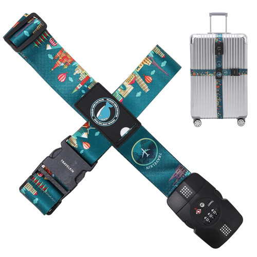 Travelkin Cross Luggage Straps TSA Approved,Adjustable Travel Suitcase Belts Fit 18-32 inch?Green?