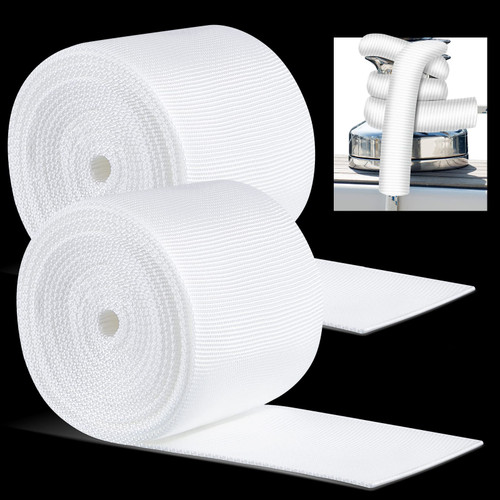 2 Pcs Boat Line Chafe Guards Anti Chafe 10 Feet Dock Line Anti Chafing Guard Gear Fit up to 1 Inch Rope for Boat Dock Deck Line Protection, Sleeve, White 2.5 Inch