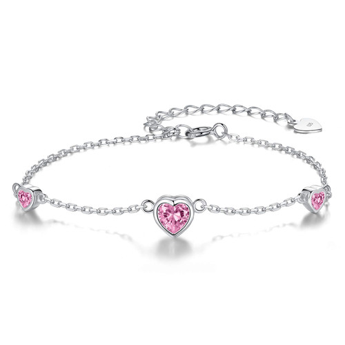 Step Forward Sterling Silver October Birthstone Bracelet for Women Teen Girls Pink Heart Bracelets Birthday Anniversary Valentine's Day Gift Jewelry (Bracelet, With October Birthstone) Step Forward Sterling Silver October Birthstone Bracelet for Women Teen Girls Pink Heart Bracelets Birthday Anniversary Valentine's Day Gift Jewelry (Bracelet, With October Birthstone)