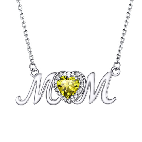 PROSILVER Necklace for Mom from Daughter Silver Heart Pendant Necklace Gifts August Birthstone Jewelry