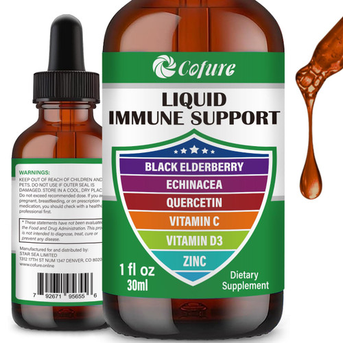 Organic Echinacea Elderberry Quercetin with Zinc Vitamin C D3, 6 in 1 Liquid Supplements for Immune Support, Vegan, Non-GMO, Gluten Free - 1 Fl Oz Organic Echinacea Elderberry Quercetin with Zinc Vitamin C D3, 6 in 1 Liquid Supplements for Immune Support, Vegan, Non-GMO, Gluten Free - 1 Fl Oz