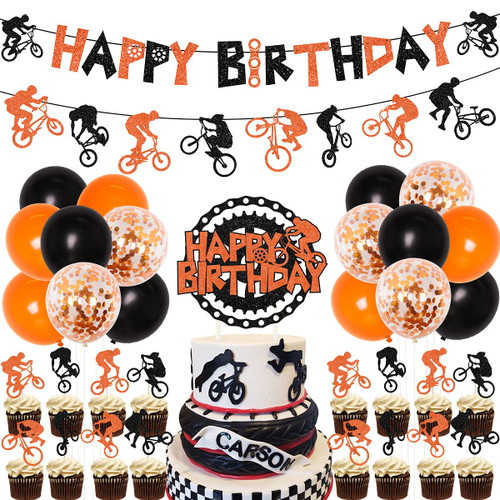 Bike Birthday Party Decorations Orange and Black Bicycle Motocross Party Decorations - BMX Happy Birthday Banner Bike Cake Topper Garland Balloons, Extreme Sports Party Supplies for Boys Bike Birthday Party Decorations Orange and Black Bicycle Motocross Party Decorations - BMX Happy Birthday Banner Bike Cake Topper Garland Balloons, Extreme Sports Party Supplies for Boys