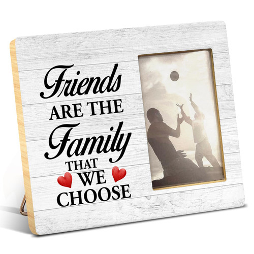 Yuzi-n Best Gift Ideas for Friend, Friendship Gift for Women Men Friends BFF, Friends Are the Family We Choose Wood Picture Frame for 4x6 Inches Photo