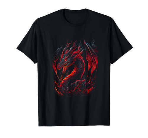 Red Chinese Firedrake Dragon - Dragon Print Art Wear T-Shirt
