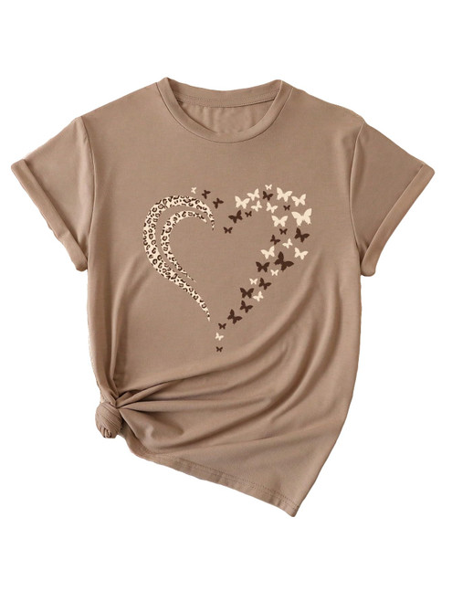 SOLY HUX Women's Graphic Letter Print T Shirt Short Sleeve Tee Top Mocha Brown Heart M SOLY HUX Women's Graphic Letter Print T Shirt Short Sleeve Tee Top Mocha Brown Heart M