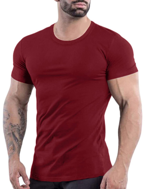 Men's Muscle T Shirts Fashion Short Sleeve Tee Shirts Top Athletic Workout Gym Shirt Red XL
