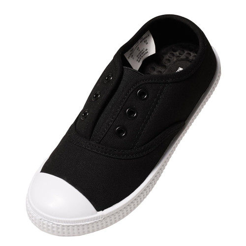 Kids Shoes Toddlers Canvas Sneakers Slip-on Comfortable Light Weight Skin-Friendly Causal Running Tennis Shoes for Boys Girls(Toddle/Little Kids/Big Kids) All Black 1 Big Kid