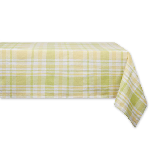 DII Lemon Bliss Plaid Cotton Tabletop Collection, Tablecloth, 60x104