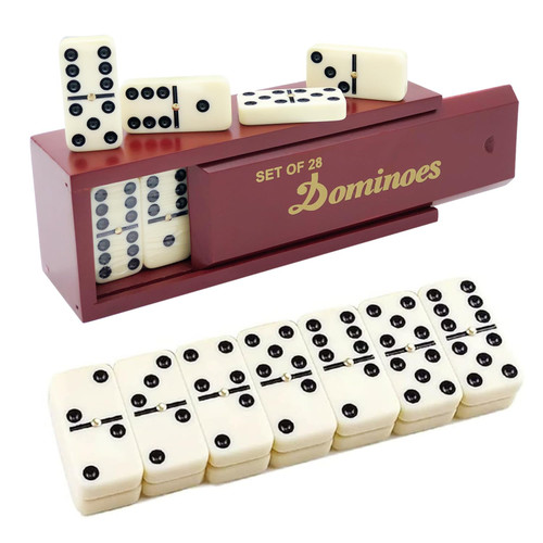 ESSAJOY Dominoes Set for Adults and Kids Dominoes Set Double Six in Wine Wooden Case Double 6 Professional Domino Set 28 pcs Standard Domino Set 28 Tiles ESSAJOY Dominoes Set for Adults and Kids Dominoes Set Double Six in Wine Wooden Case Double 6 Professional Domino Set 28 pcs Standard Domino Set 28 Tiles