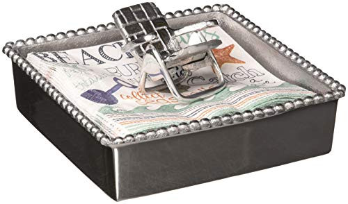 Mariposa 4009-C Beach Chair Beaded Napkin Box, One Size, Silver