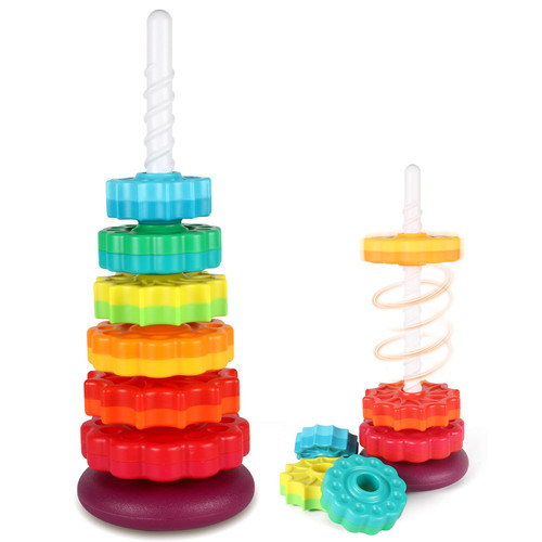 JUXUE Spinning Toy, Rainbow Stacking Toys for Toddlers 1-3, Ring Stacker Baby Toys 6 to 12 Months, 1 One Year Old Girl Boy Christmas Birthday Gifts, Montessori Educational Learning Autism Sensory Toy JUXUE Spinning Toy, Rainbow Stacking Toys for Toddlers 1-3, Ring Stacker Baby Toys 6 to 12 Months, 1 One Year Old Girl Boy Christmas Birthday Gifts, Montessori Educational Learning Autism Sensory Toy