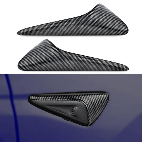JDMON Compatible with Side Fender Camera Cover Trim Tesla Model 3 Model Y with HW4.0 Side Camera Turn Signal Covers Side Camera Protection Cover 2PCS (Matte Carbon Fiber Pattern)