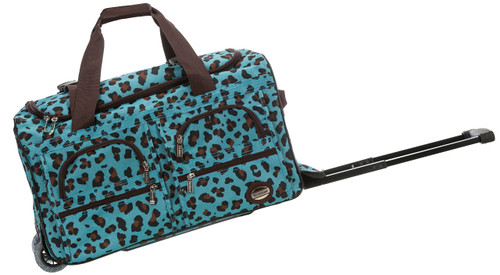 Rockland Rolling Duffel Bag, Blue Leopard, 22-Inch