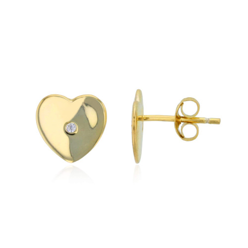 Sterling Silver Yellow Polished Heart Stud Earring