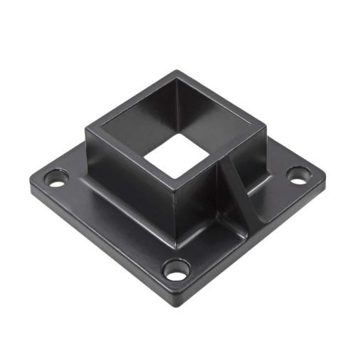 Floor Flange for 2" Square x 2" Square Aluminum Fence Posts - Deck Mount (Black) Floor Flange for 2" Square x 2" Square Aluminum Fence Posts - Deck Mount (Black)