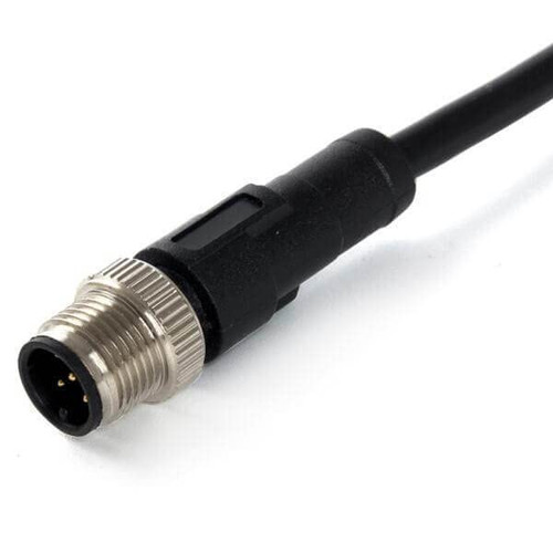 Elecbee M12 Sensor Cable 4 Pin A Code Male Straight Overmoulded PVC Black Cable 1M AWG22