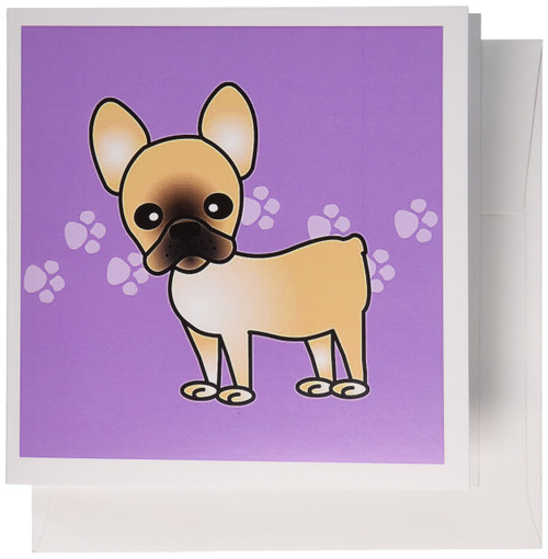 3dRose Greeting Cards, Cute Black Masked Fawn Cream French Bulldog Purple with Pawprints, Set of 6 (gc_25345_1) 3dRose Greeting Cards, Cute Black Masked Fawn Cream French Bulldog Purple with Pawprints, Set of 6 (gc_25345_1)