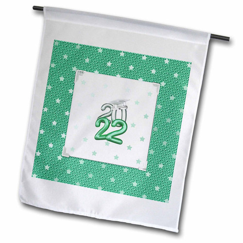 3dRose Image of 2022 Balloon Numbers, Cap and Diploma, Star Design, Green - Flags (fl_354822_1)