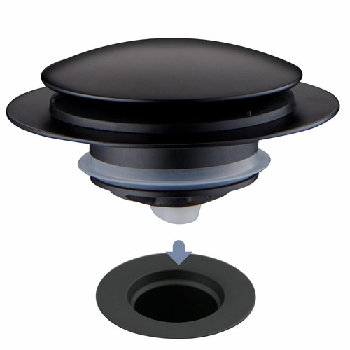 Matte Black tub Drain Stopper, Hidrop Pop Up Universal Tub Dain Tip Toe Bathtub Drain Stopper,Conversion Kit Assembly, Replaces Lift and Turn, Tip-Toe and Trip Lever drains for Tub, EZ Installation