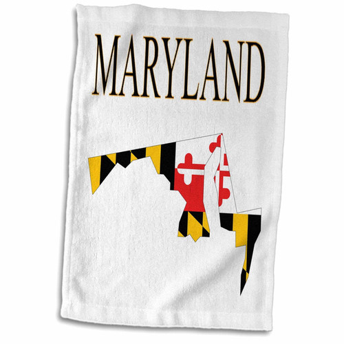 3D Rose Image of Maryland State Outline in Flag Colors and Name Hand Towel, 15" x 22", White 3D Rose Image of Maryland State Outline in Flag Colors and Name Hand Towel, 15" x 22", White