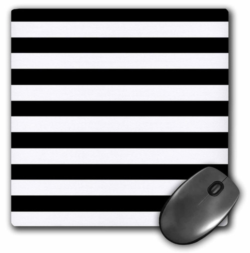 3dRose LLC 8 x 8 x 0.25 Inches Mouse Pad, Black/White Stripes (mp_24690_1)